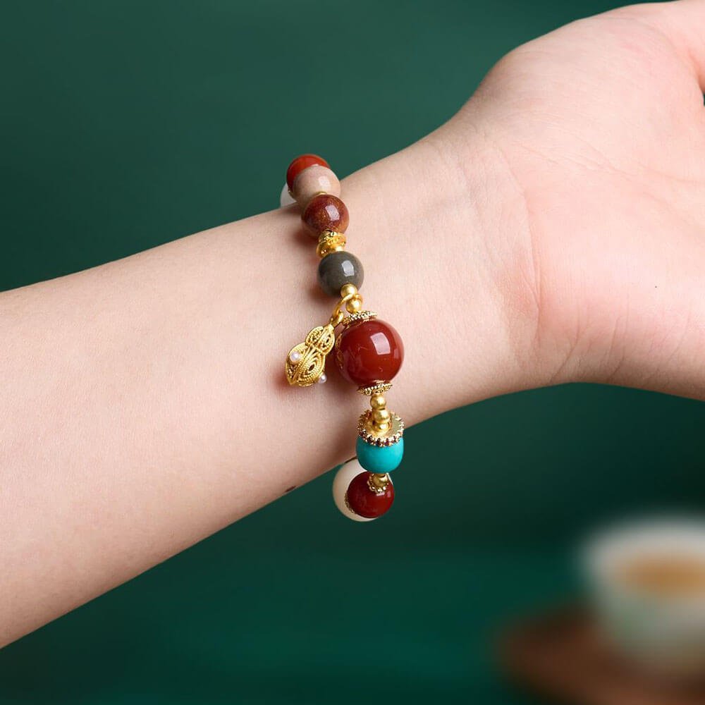 Red Agate Prayer Bead Bracelet Feng Shui Love & Harmony - Image 2