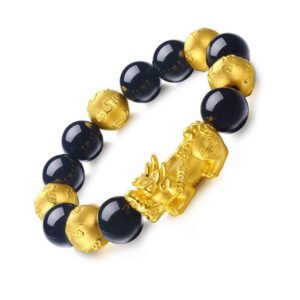 Large Obsidian Pixiu Bracelet for Men and Women